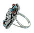 Genuine Sterling Silver Southwestern Turquoise Coral Horse Ring Size 6 QX72527